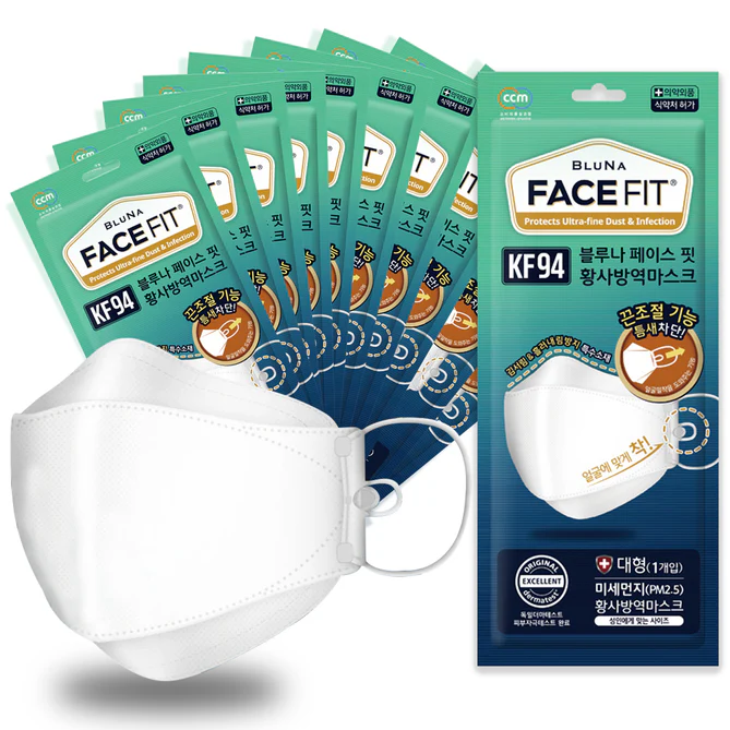 Bluna Facefit KF94 Adjustable Adult - White [60PCS] (60)